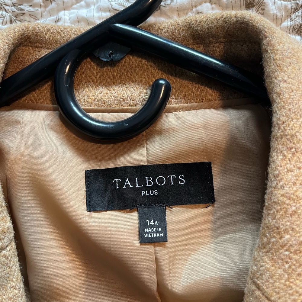 Talbots Tan Wool-Blend Blazer with Notched Lapels - Picture 3 of 6